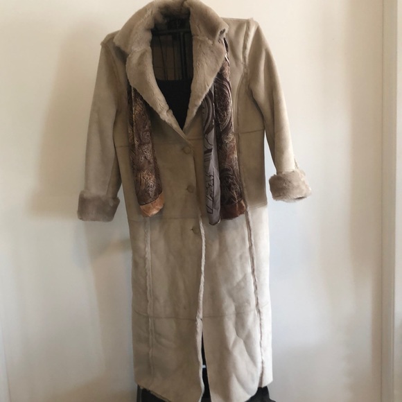 Fu Da New York Full Length Coat | Beautiful Faux Suede/Fur inside Coat. Size L - Picture 2 of 7